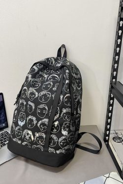 Vintage Print High Street Backpack for Students - Large Capacity Couple Backpack, Trendy College Style