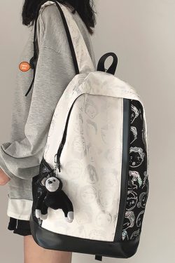 Vintage Print High Street Backpack for Students - Large Capacity Couple Backpack, Trendy College Style