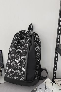 Vintage Print High Street Backpack for Students - Large Capacity Couple Backpack, Trendy College Style