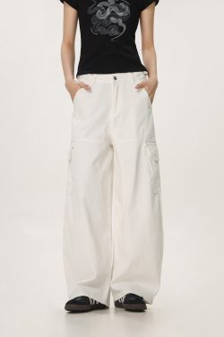 Vintage Red Casual Work Pants for Men and Women - Unisex Loose Straight Leg Design with Slightly Flared Style