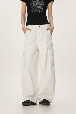 Vintage Red Casual Work Pants for Men and Women - Unisex Loose Straight Leg Design with Slightly Flared Style