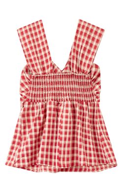 Vintage Red Checkered Flutter Sleeve Vest Shirt for Women - Irregular Summer Vacation Top, French Style, Y2K Fashion