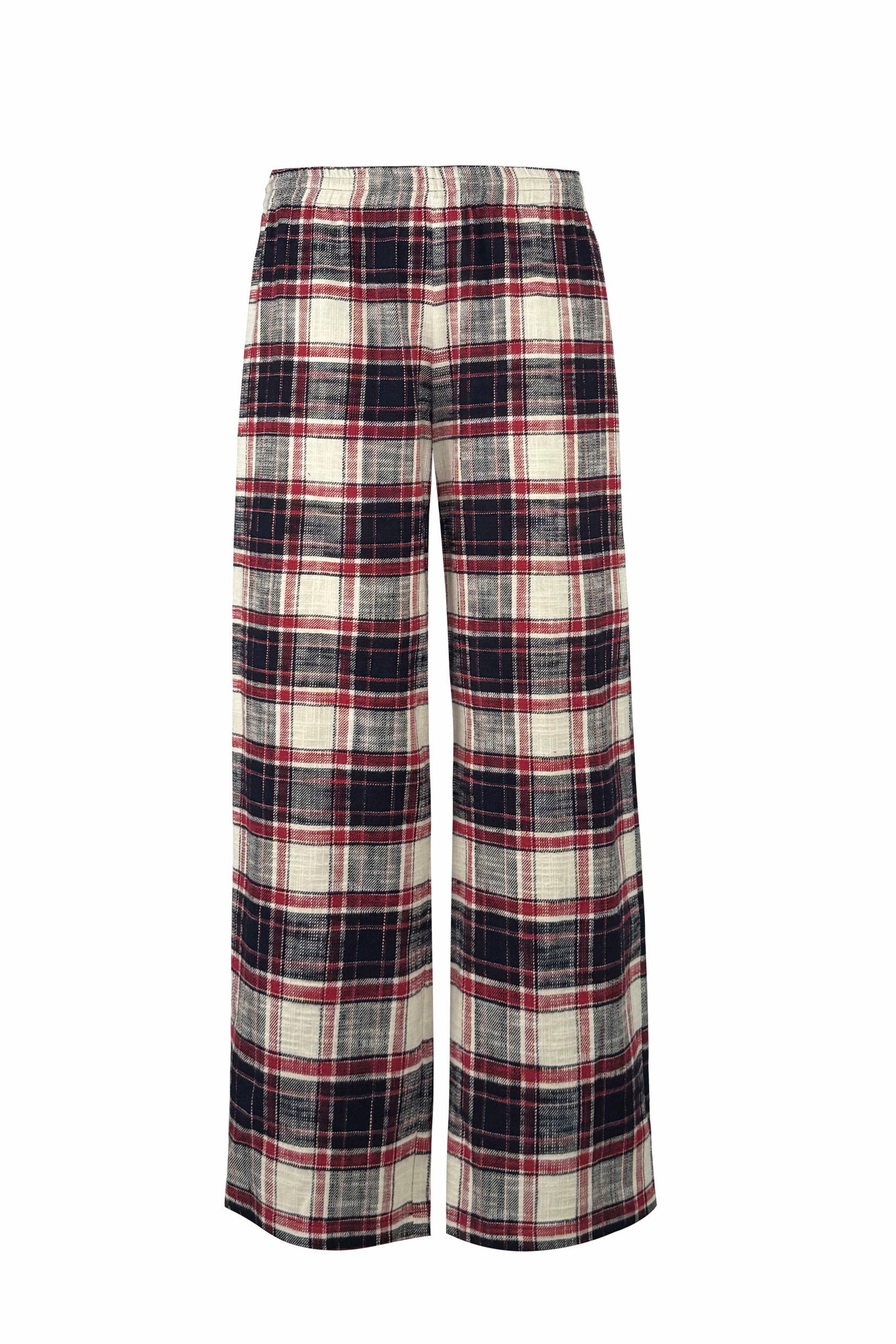 Vintage Red Plaid Low Waist Pure Cotton Brushed Floor-Length Lounge Pants - 90s Inspired Comfortable Style