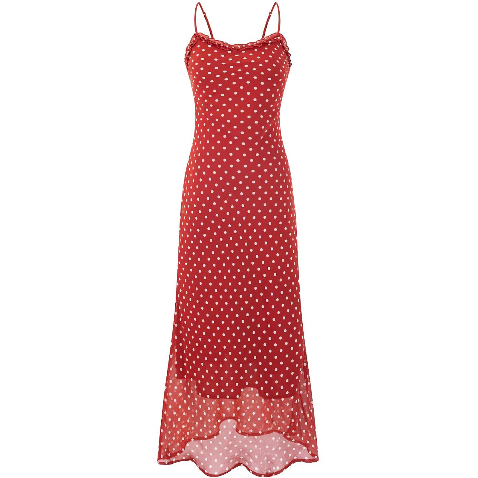 Vintage Red Polka Dot Long Strap Dress for Women - French Style Summer 2025 Fashion, Perfect for 90s and Y2K Inspired Looks Vintage Red Polka Dot Long Strap Dress for Women - French Style Summer 2025 Fashion, Perfect for 90s and Y2K Inspired Looks