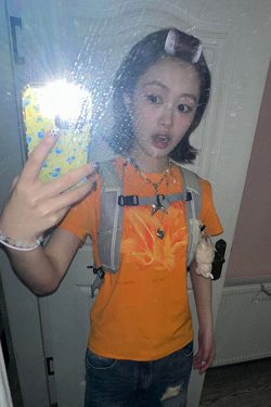 Vintage Retro Lily Print Dopamine Orange T-Shirt for Women - Summer Casual Top, Round Neck, Short Sleeves, Y2K Style