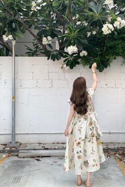 Vintage Retro Linen Short Sleeve Square Neck Dress - Women's Summer High Waist Flared Skirt, 90s Y2K Style