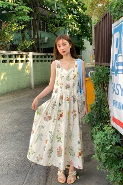 Vintage Retro Linen Short Sleeve Square Neck Dress - Women's Summer High Waist Flared Skirt, 90s Y2K Style