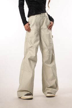 Vintage Ripped Work Pants for Women and Men - Straight Loose Wide-Leg Casual Flared Trousers - Retro 90s Style