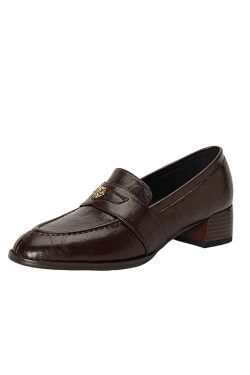 Vintage Roman-Style Camellia Pointed Loafers for Women - Chunky Heels, Slip-On Design, Y2K Fashion, Italian Corso Venezia Inspired