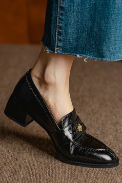 Vintage Roman-Style Camellia Pointed Loafers for Women - Chunky Heels, Slip-On Design, Y2K Fashion, Italian Corso Venezia Inspired