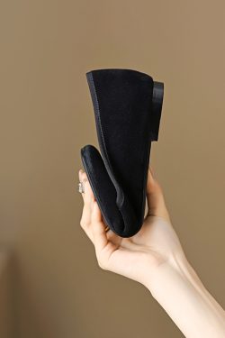 Vintage Sheepskin Moccasin Flat Shoes for Women – Soft Sole Bow Ballet Design, Italian Style, Super Soft Comfort