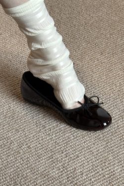 Vintage Sheepskin Round Toe Bowknot Ballet Flats for Women - Elegant Slip-On Commuting Flat Shoes