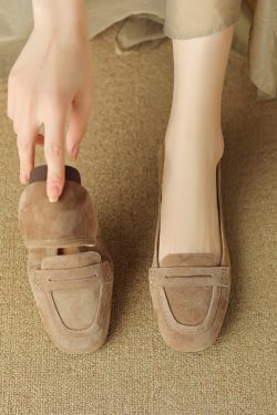 Vintage Soft Leather Suede Lambskin Loafers - Flat Driving Shoes for Effortless Chic Style