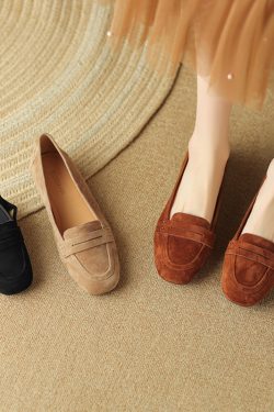 Vintage Soft Leather Suede Lambskin Loafers - Flat Driving Shoes for Effortless Chic Style