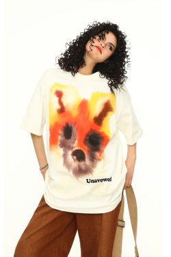 Vintage Street Graffiti Print Short Sleeve T-Shirt for Couples - Unisex Trendy 90s American Style Graphic Tee