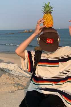 Vintage Striped Short Sleeve T-Shirt for Men and Women, Casual Round Neck Top, Versatile Summer Style, 90s Inspired Fashion