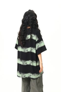 Vintage Striped Short Sleeve T-Shirt for Women - Loose Fit, Trendy Niche Design, Summer Style, Perfect for 90s & Y2K Looks