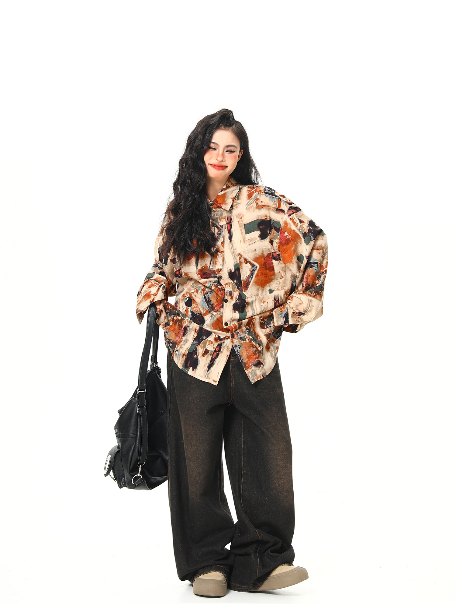 Vintage Style Oil Painting Short Sleeve Shirt for Women - Trendy Loose Fit Summer Top 2025, Boho Aesthetic Fashion Vintage Style Oil Painting Short Sleeve Shirt for Women - Trendy Loose Fit Summer Top 2025, Boho Aesthetic Fashion