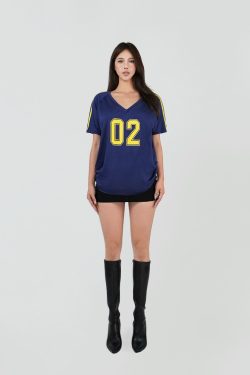 Vintage Style V-Neck Loose T-Shirt for Women – Retro 90s Casual Top