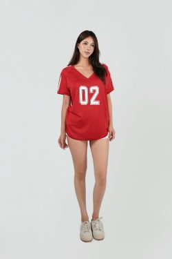 Vintage Style V-Neck Loose T-Shirt for Women – Retro 90s Casual Top