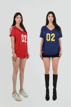 Vintage Style V-Neck Loose T-Shirt for Women – Retro 90s Casual Top