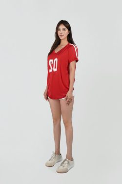 Vintage Style V-Neck Loose T-Shirt for Women – Retro 90s Casual Top