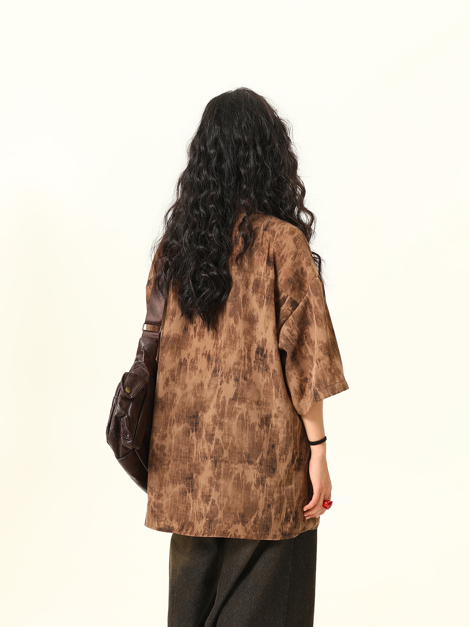 Vintage Tie-Dye Short Sleeve Shirt for Women - Wild A-Zi National Style Ink Wash, Retro American Trendy Fashion Top Vintage Tie-Dye Short Sleeve Shirt for Women - Wild A-Zi National Style Ink Wash, Retro American Trendy Fashion Top