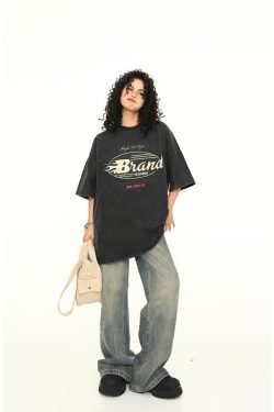 Vintage Wash Distressed Short Sleeve T-Shirt for Men and Women - Trendy 90s American Style Tee