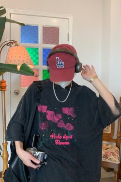 Vintage Wash Dream Print Short Sleeve T-Shirt for Couples - Unisex High Street Summer Tee, Y2K Style Fashion Top