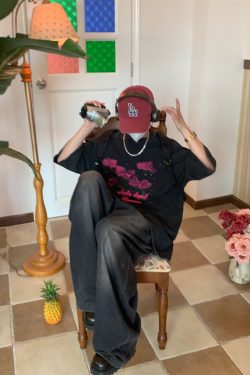 Vintage Wash Dream Print Short Sleeve T-Shirt for Couples - Unisex High Street Summer Tee, Y2K Style Fashion Top