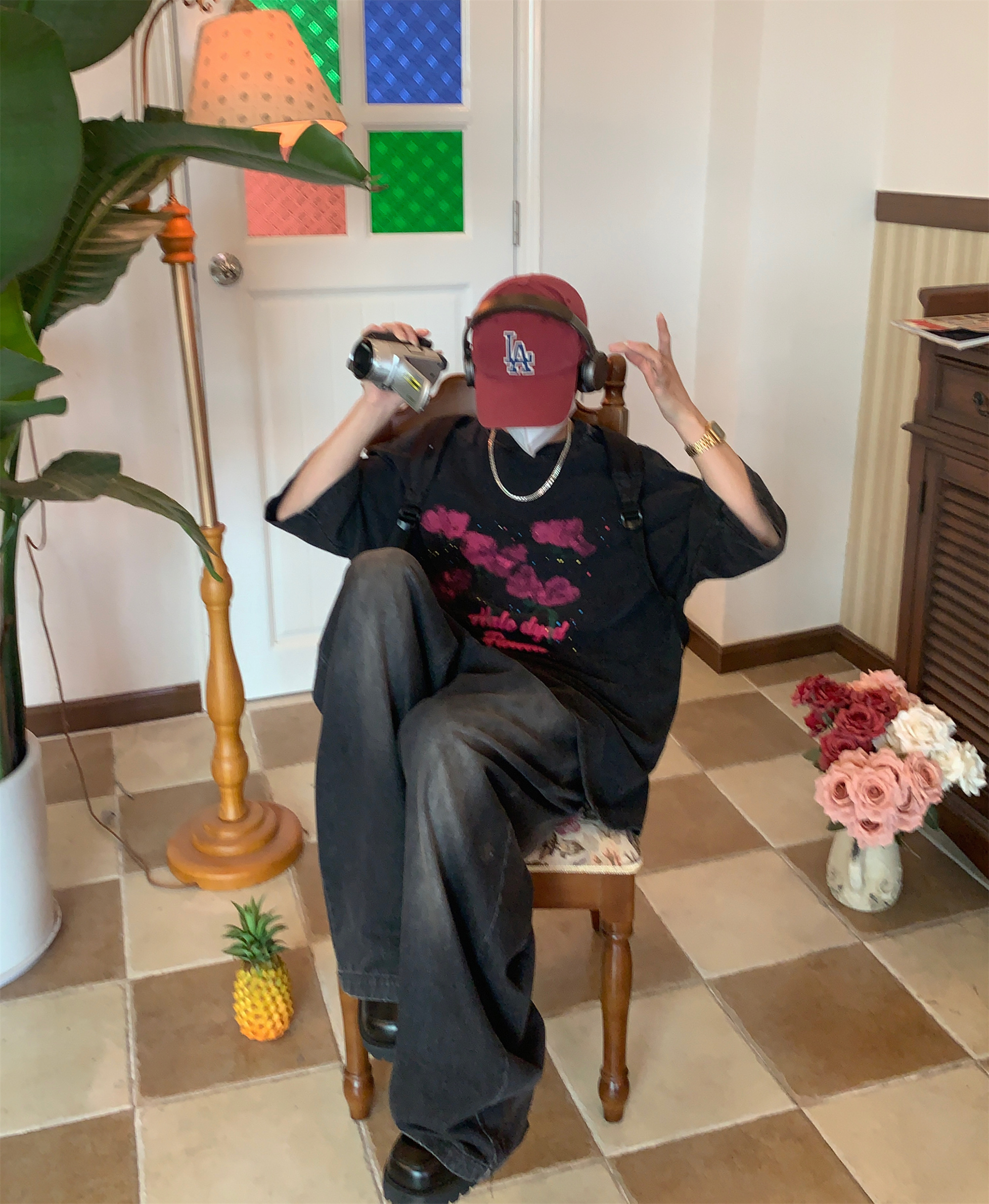 Vintage Wash Dream Print Short Sleeve T-Shirt for Couples - Unisex High Street Summer Tee, Y2K Style Fashion Top Vintage Wash Dream Print Short Sleeve T-Shirt for Couples - Unisex High Street Summer Tee, Y2K Style Fashion Top