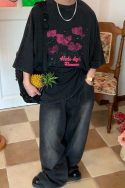 Vintage Wash Dream Print Short Sleeve T-Shirt for Couples - Unisex High Street Summer Tee, Y2K Style Fashion Top