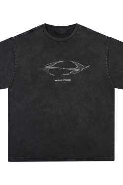 Vintage Wash Heavy-Duty Letter Short Sleeve T-Shirt for Men & Women, Loose Fit Casual Couple Top, Retro Style Fashion