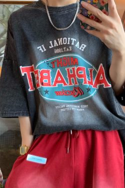 Vintage Washed Distressed T-Shirt for Couples - Heavy-Duty Loose Fit Summer Top - Trendy 90s Style Short Sleeve Tee