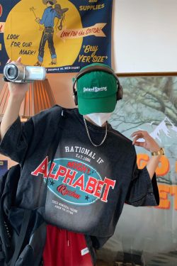 Vintage Washed Distressed T-Shirt for Couples - Summer Heavy-Duty Loose Fit Short Sleeve Top in Trendy American Style