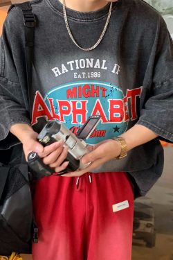 Vintage Washed Distressed T-Shirt for Couples - Summer Heavy-Duty Loose Fit Short Sleeve Top in Trendy American Style