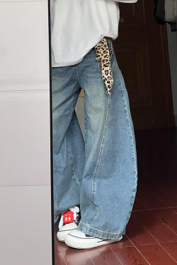 Vintage Washed Oversized Denim Pants for Women - Loose Hip-Hop Street Style Wide-Leg Floor-Length Trousers