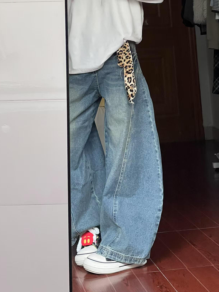 Vintage Washed Oversized Denim Pants for Women - Loose Hip-Hop Street Style Wide-Leg Floor-Length Trousers Vintage Washed Oversized Denim Pants for Women - Loose Hip-Hop Street Style Wide-Leg Floor-Length Trousers