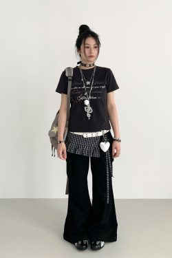 Vintage Water-Washed Flared Low-Waist Cargo Wide-Leg Pants for a 90s Inspired Look
