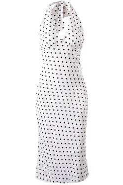 Vintage White Polka Dot Halter Neck Dress for Women - 2025 Summer Backless Style, Chic French Retro Design