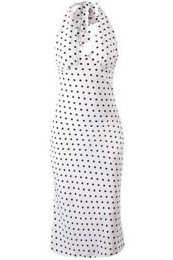 Vintage White Polka Dot Halter Neck Dress for Women - 2025 Summer Backless Style, Chic French Retro Design
