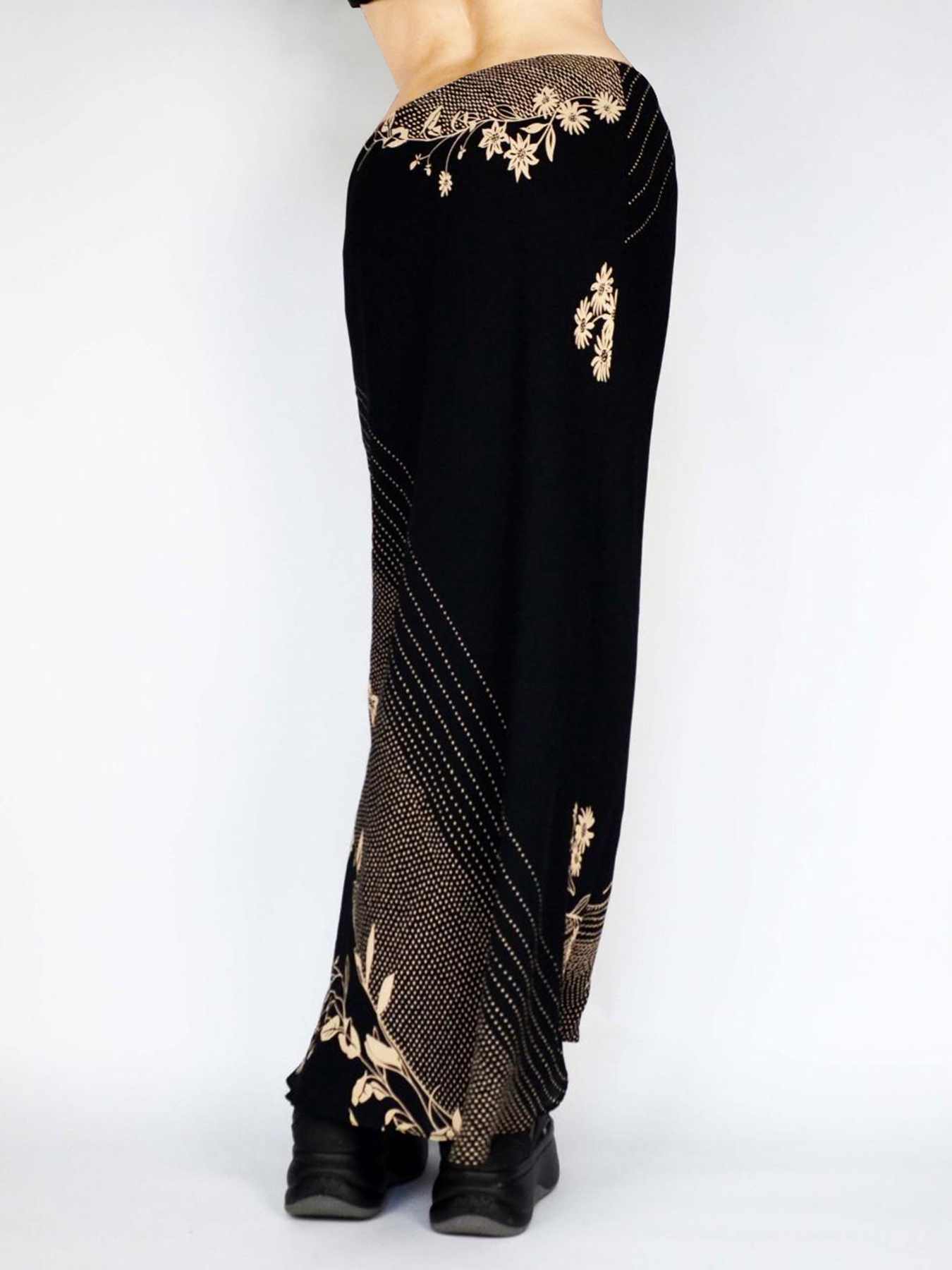 Wabi-Sabi Solitary Flower Printed Long Skirt - Women's Low Waist Mid-Length Straight Vintage Floral Skirt, Boho Chic Style Wabi-Sabi Solitary Flower Printed Long Skirt - Women's Low Waist Mid-Length Straight Vintage Floral Skirt, Boho Chic Style