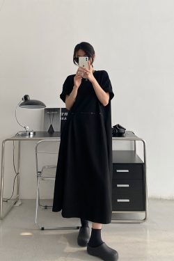 Waist-Cinching Buttoned T-Shirt Dress for Women - Casual Split Design, Short Sleeve, Loose Fit, Spring/Summer Grapefruit Style