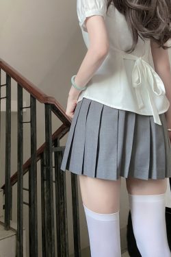 Waist-Cinching Long Sleeve & Short Sleeve Shirt, College Style, Slim Fit Women's Top, Sexy Senior Sister Design