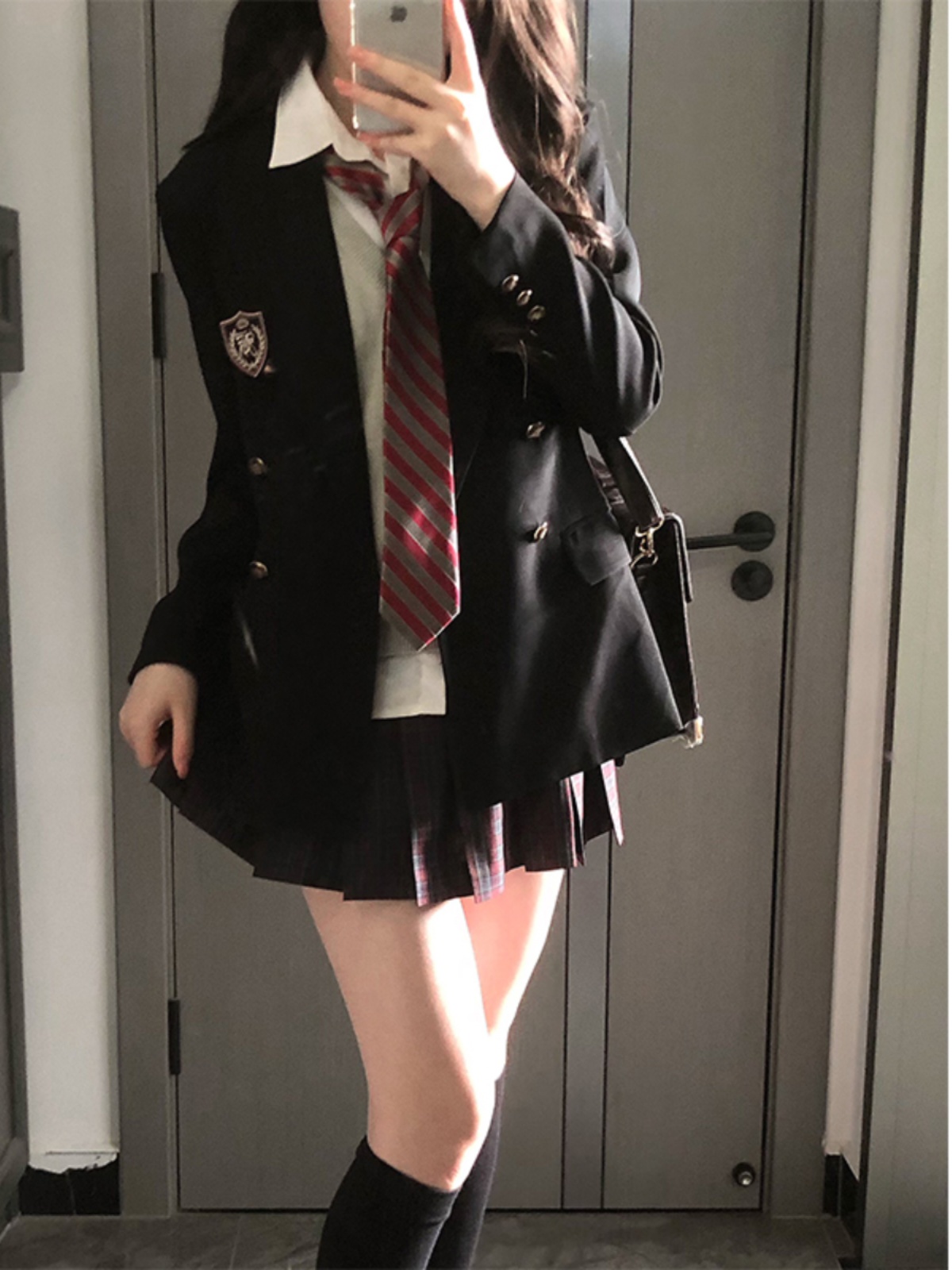 Waist-Cinching Slim Fit Pudding Bear JK Uniform Jacket - Female Academy Style 2025, Trendy Korean Style Fashion Waist-Cinching Slim Fit Pudding Bear JK Uniform Jacket - Female Academy Style 2025, Trendy Korean Style Fashion