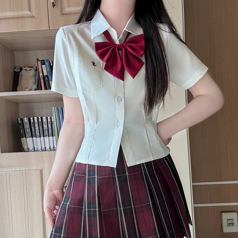 Waist-Defining Pudding Bear JK Uniform Shirt in Sweet and Spicy School Style for Y2K Fashion Lovers Waist-Defining Pudding Bear JK Uniform Shirt in Sweet and Spicy School Style for Y2K Fashion Lovers