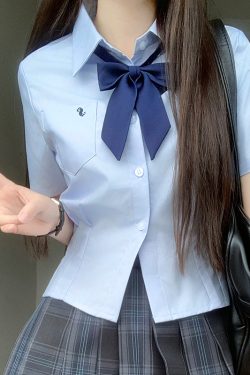 Waist-Defining Pudding Bear JK Uniform Shirt in Sweet and Spicy School Style for Y2K Fashion Lovers