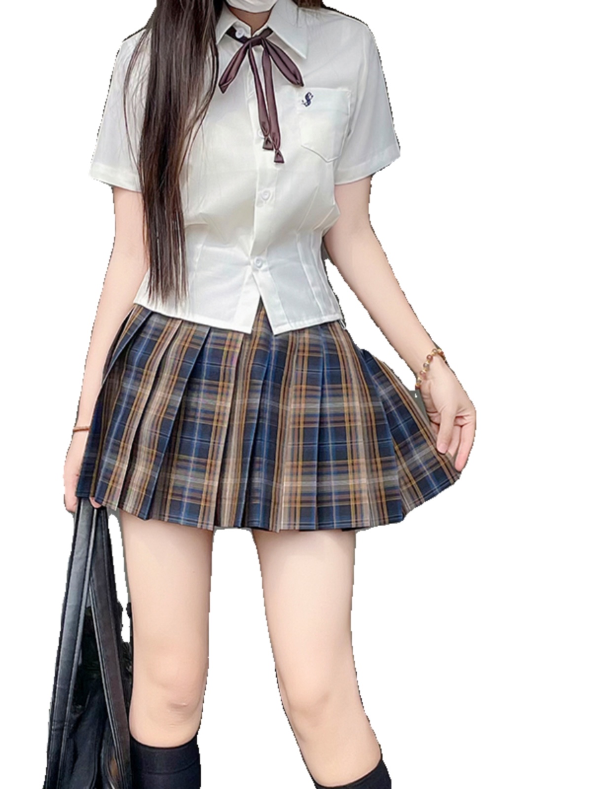 Waist-Defining Pudding Bear JK Uniform Shirt in Sweet and Spicy School Style for Y2K Fashion Lovers Waist-Defining Pudding Bear JK Uniform Shirt in Sweet and Spicy School Style for Y2K Fashion Lovers