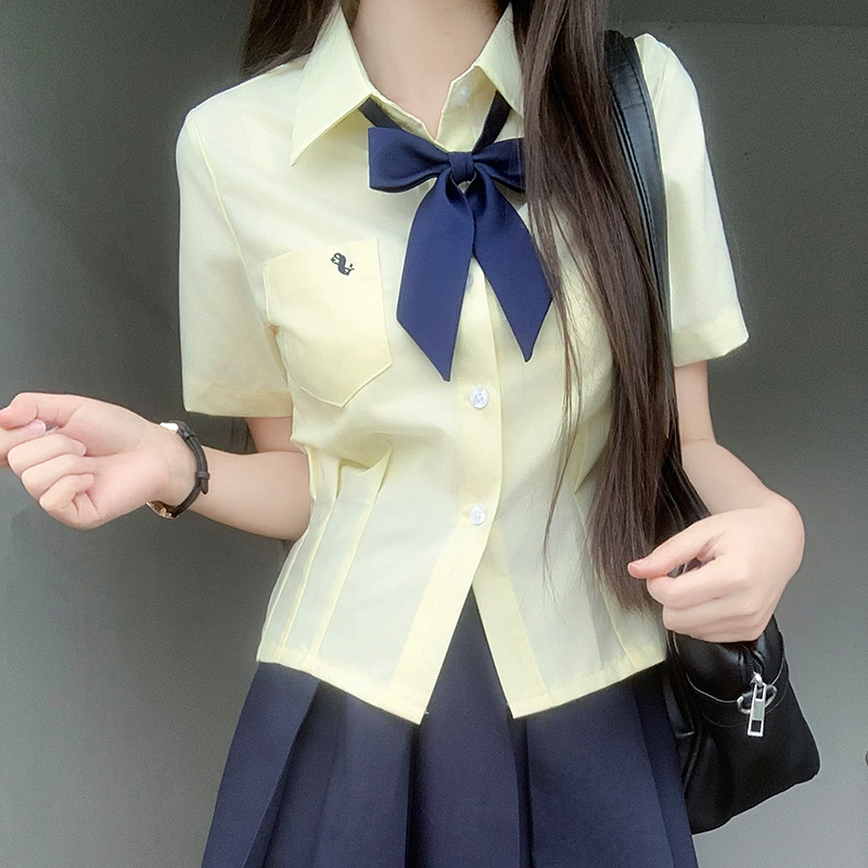 Waist-Defining Pudding Bear JK Uniform Shirt in Sweet and Spicy School Style for Y2K Fashion Lovers Waist-Defining Pudding Bear JK Uniform Shirt in Sweet and Spicy School Style for Y2K Fashion Lovers