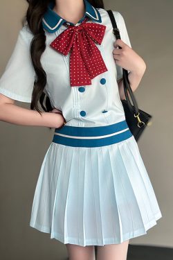 Waist-Defining Slimming Girl's Summer Dress - Sea Patrol Girl Pudding Bear JK Uniform College Style Fashion